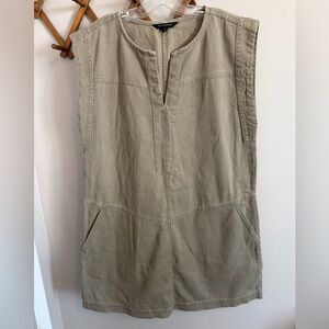 Banana Republic Warehouse Light Khaki Utility V-Placket Shift Dress Large
